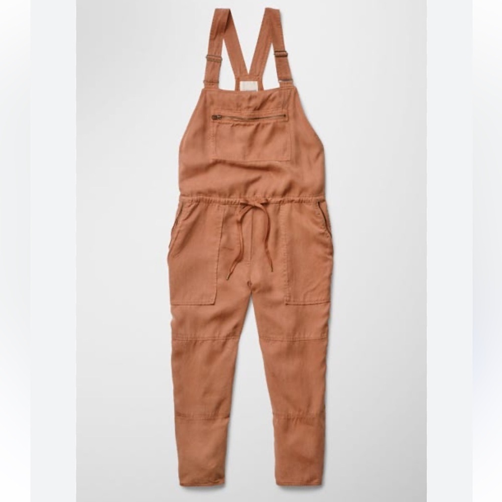 ARITZIA Wilfred Free Terra Cotta Lyocell Drawstring Waist Crop Overalls